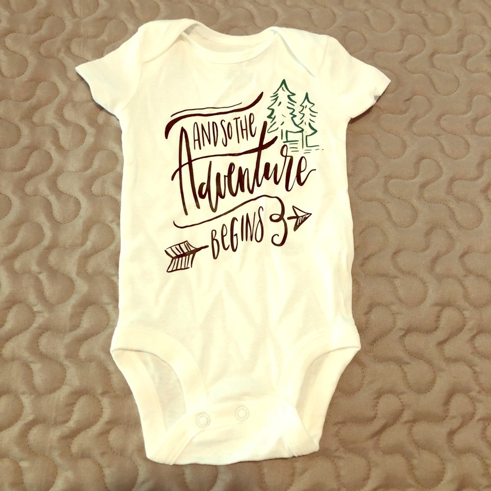 “And so the Adventure Begins” onesie